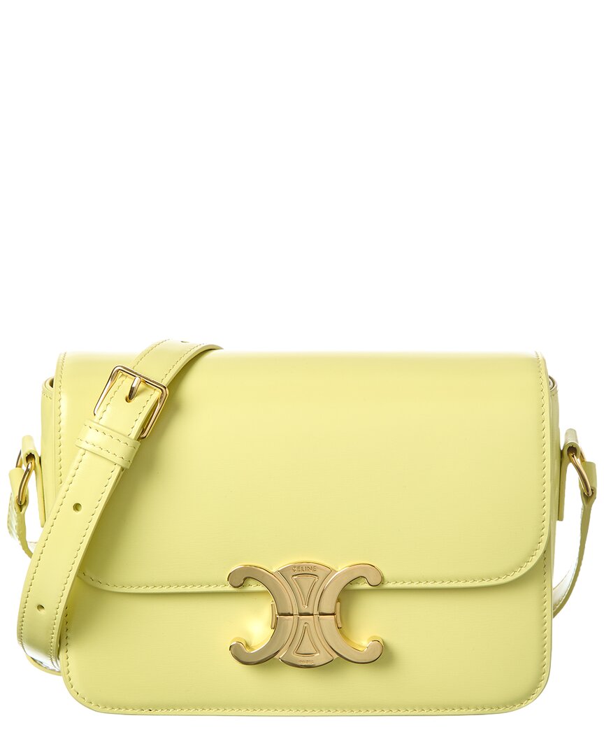 Celine Women Teen Triomphe Leather Crossbody Bag In Green