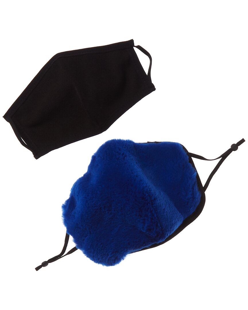 Adrienne Landau 2pc Face Warmer & Cloth Face Mask Set In Blue