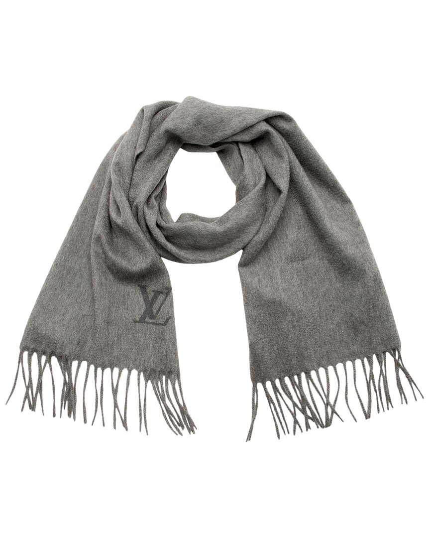 Pre-owned Hermes Louis Vuitton Cashmere Jhelam Lv Fringe Scarf (authentic Pre-loved)