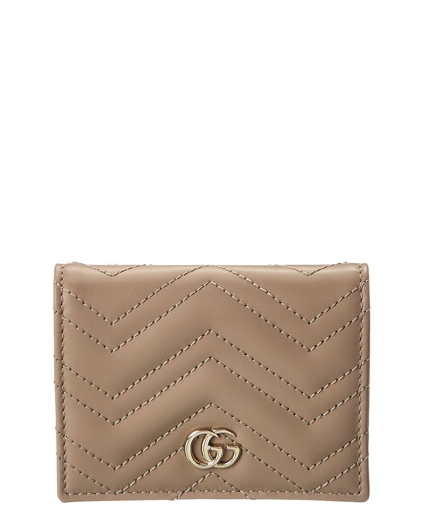 Gucci Gg Marmont Leather Card Case In Powder