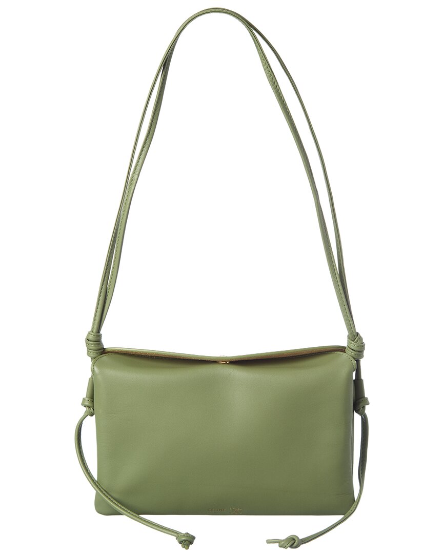 Celine Leather Shoulder Bag In Green