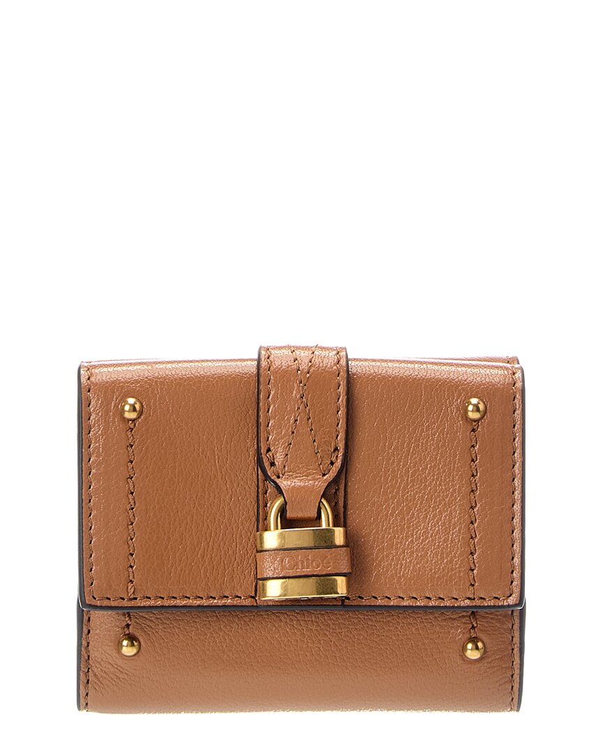 Chloé Dnu Tiktok  Paddington Leather Card Case In Brown