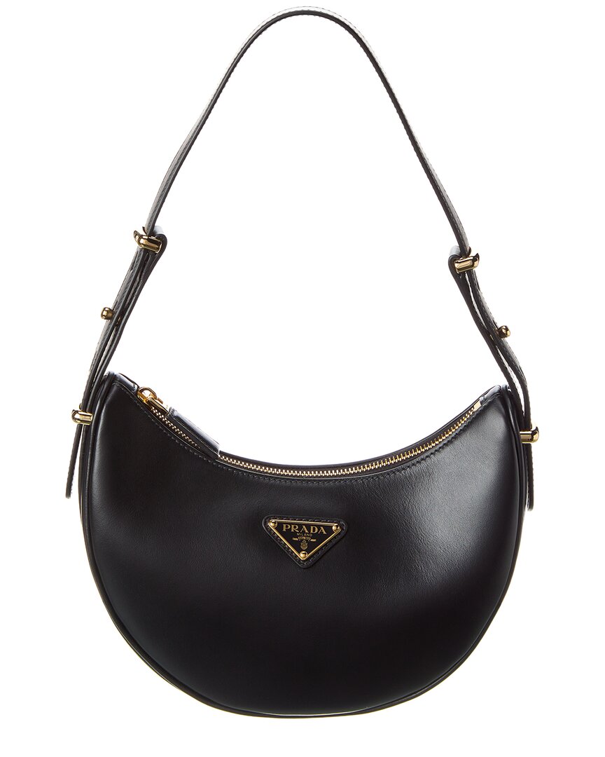 Prada Leather Hobo Bag In Black