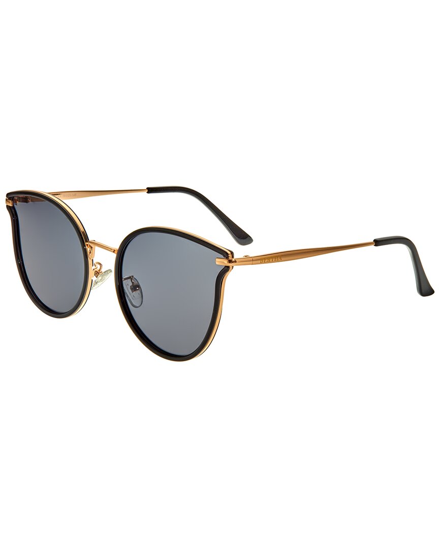 Bertha Ladies Gold Tone Cat Eye Sunglasses Brsbr056c1 In Black