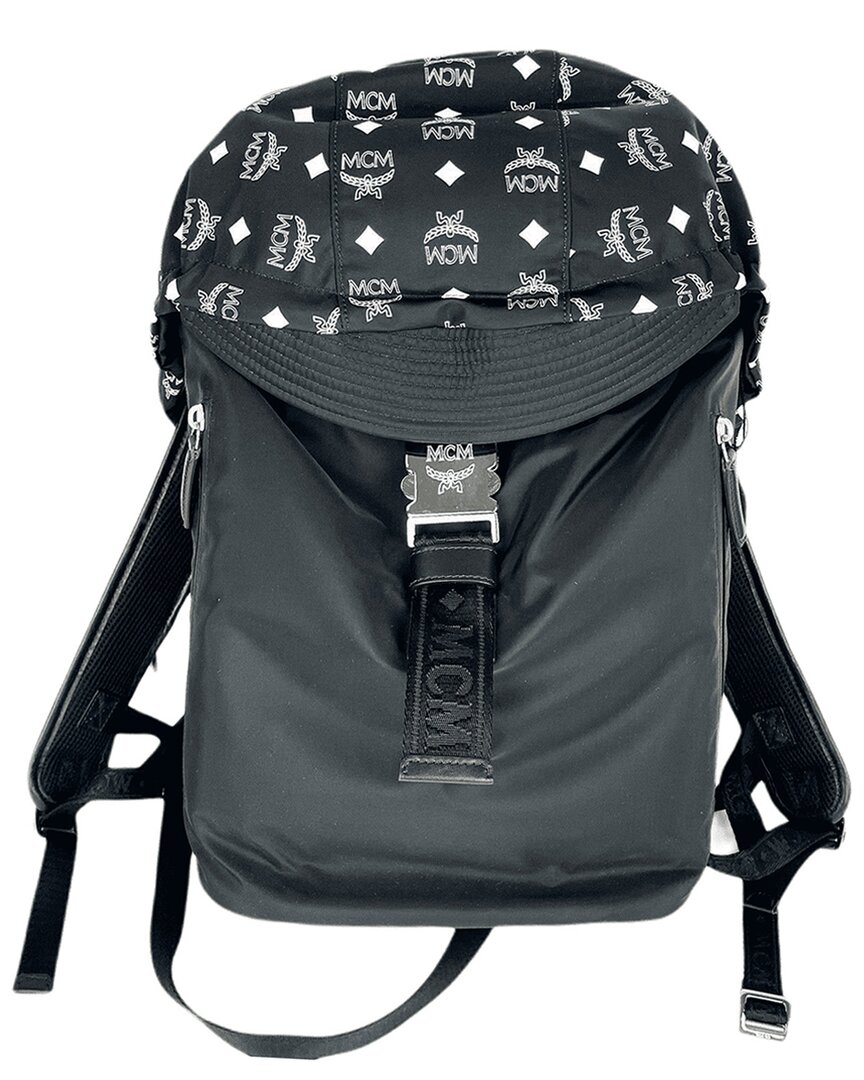 New MCM $695 Black Coated Canvas Visetos Large 3 Pocket Sling Crossbody Bag