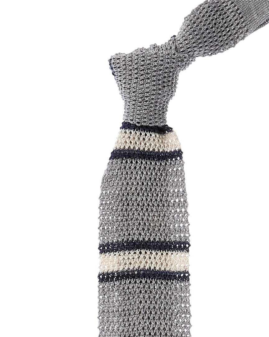 Brunello Cucinelli Linen-blend Tie In Gray