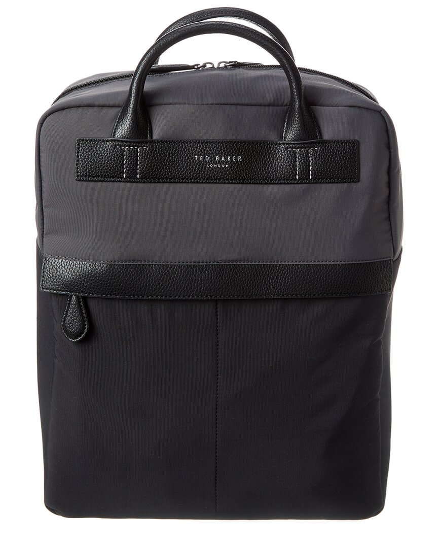 Ted Baker Warp Top Handle Canvas & Leather Backpack In Black