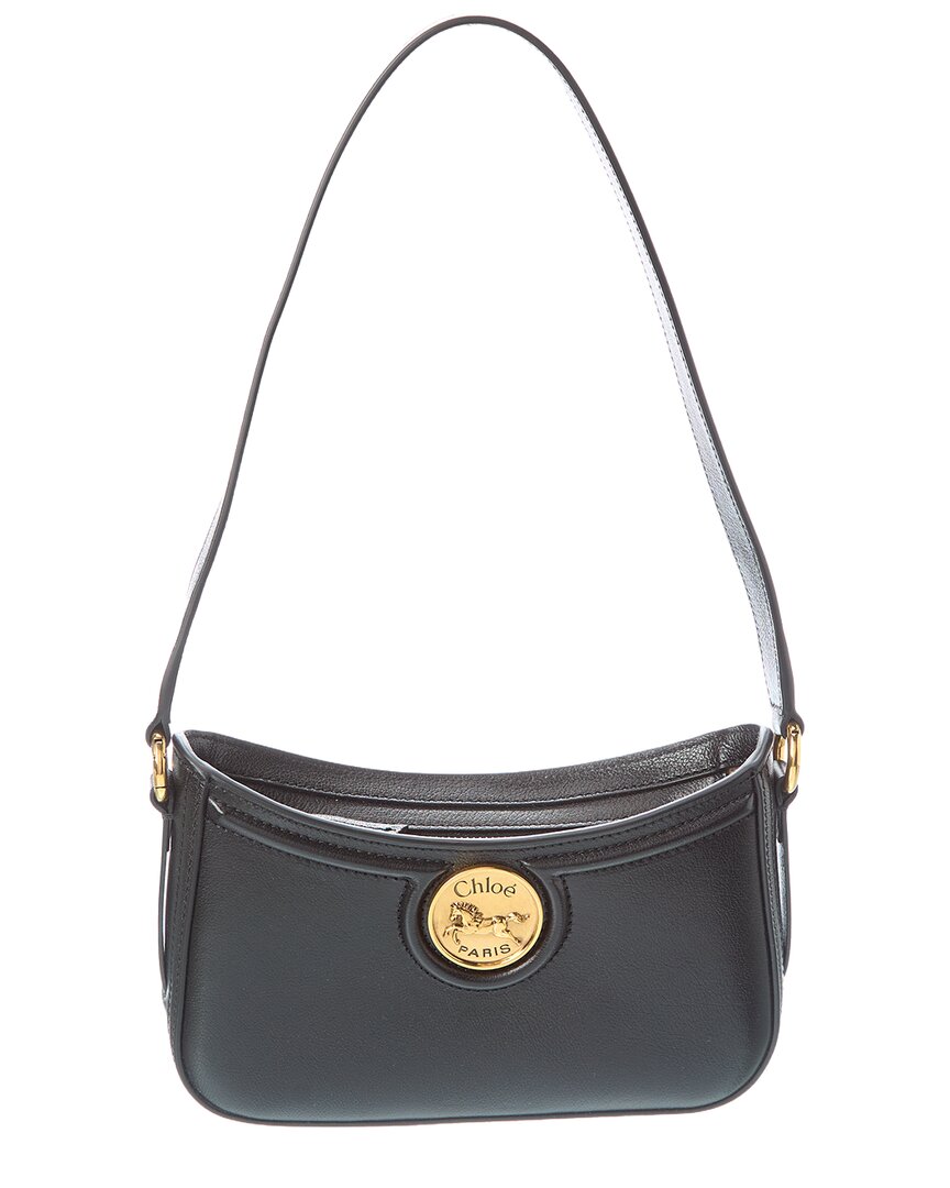 Chloé Horse Medal Leather Shoulder Bag In Black