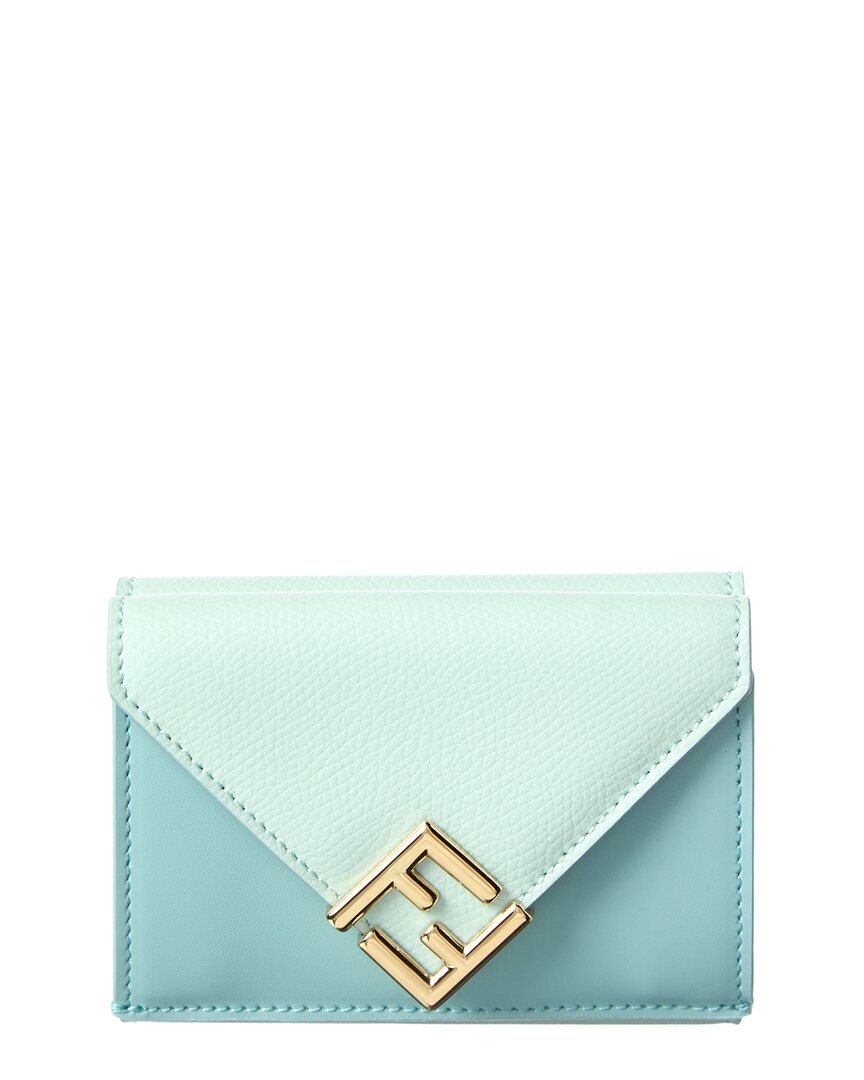 Fendi Ff Diamond Mini Leather Card Case In Blue