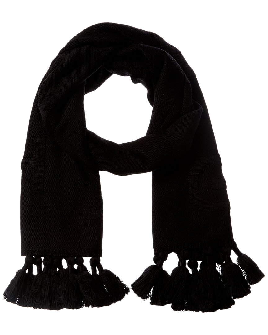 Givenchy Logo Tassel Wool Scarf In Black