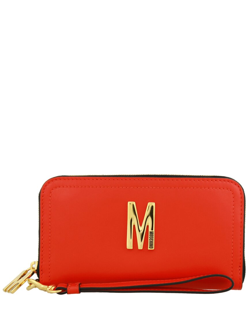 Shop Moschino Leather Wallet In Red