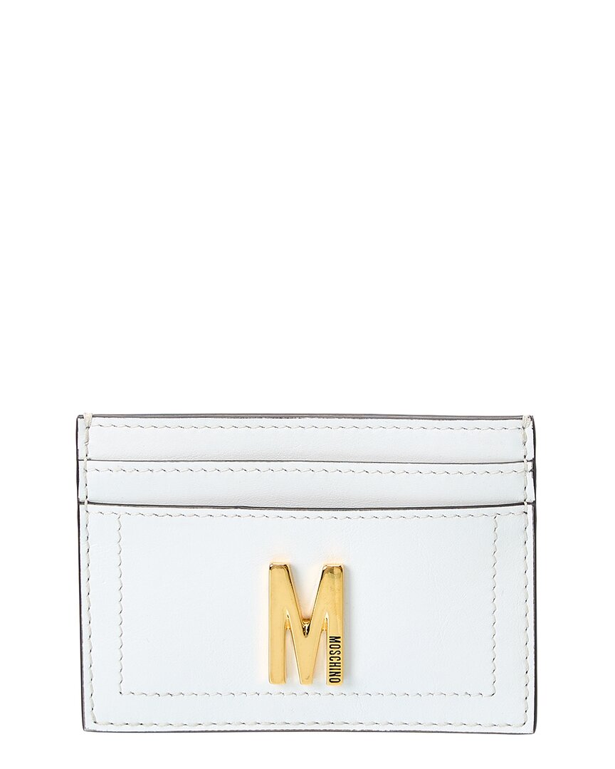 Shop Moschino Logo Leather Card Holder In White