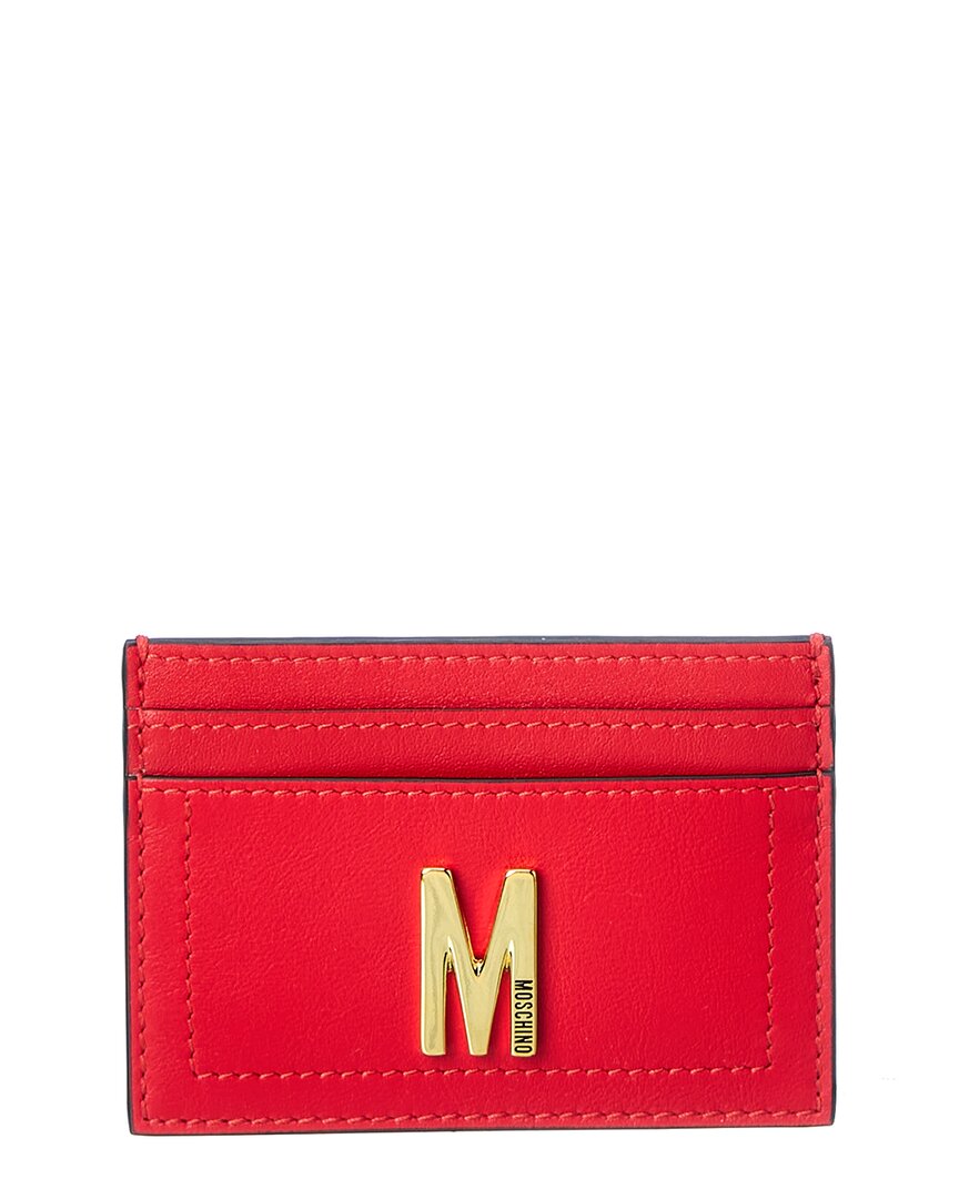 Shop Moschino Logo Leather Card Holder In Red