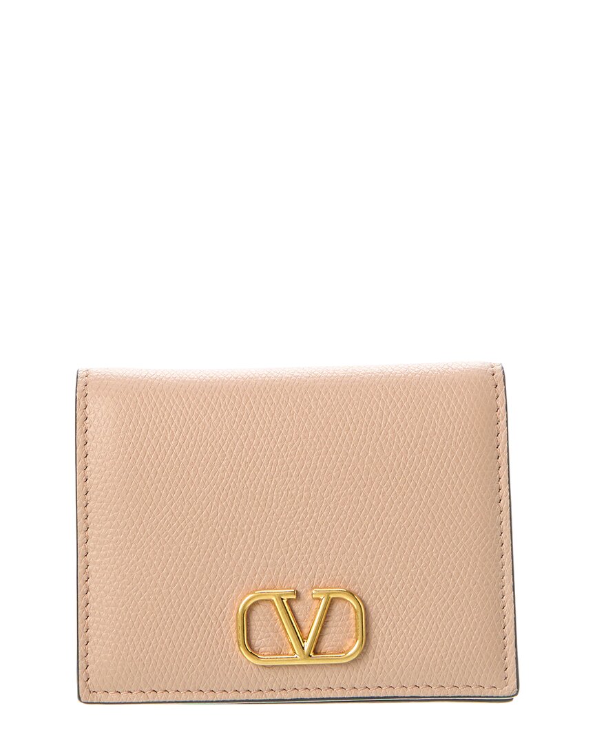 Valentino Garavani Valentino Vlogo Signature Leather Card Case In Gray