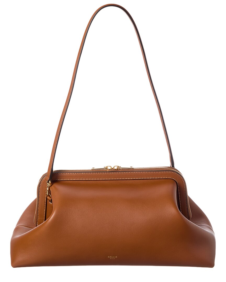 Celine Leather Clutch In Brown