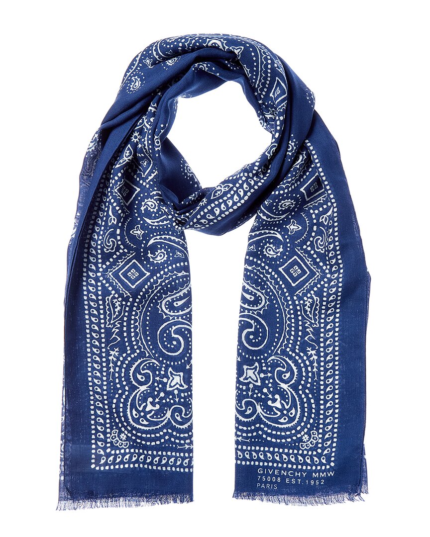 Givenchy Bandana Cashmere & Silk-blend Stole In Blue