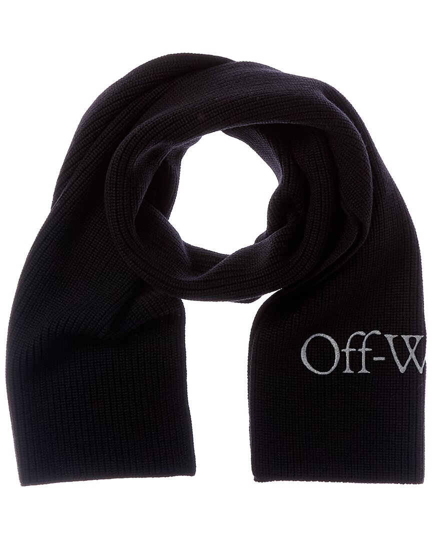 Off-white Knit Wool Scarf In Black