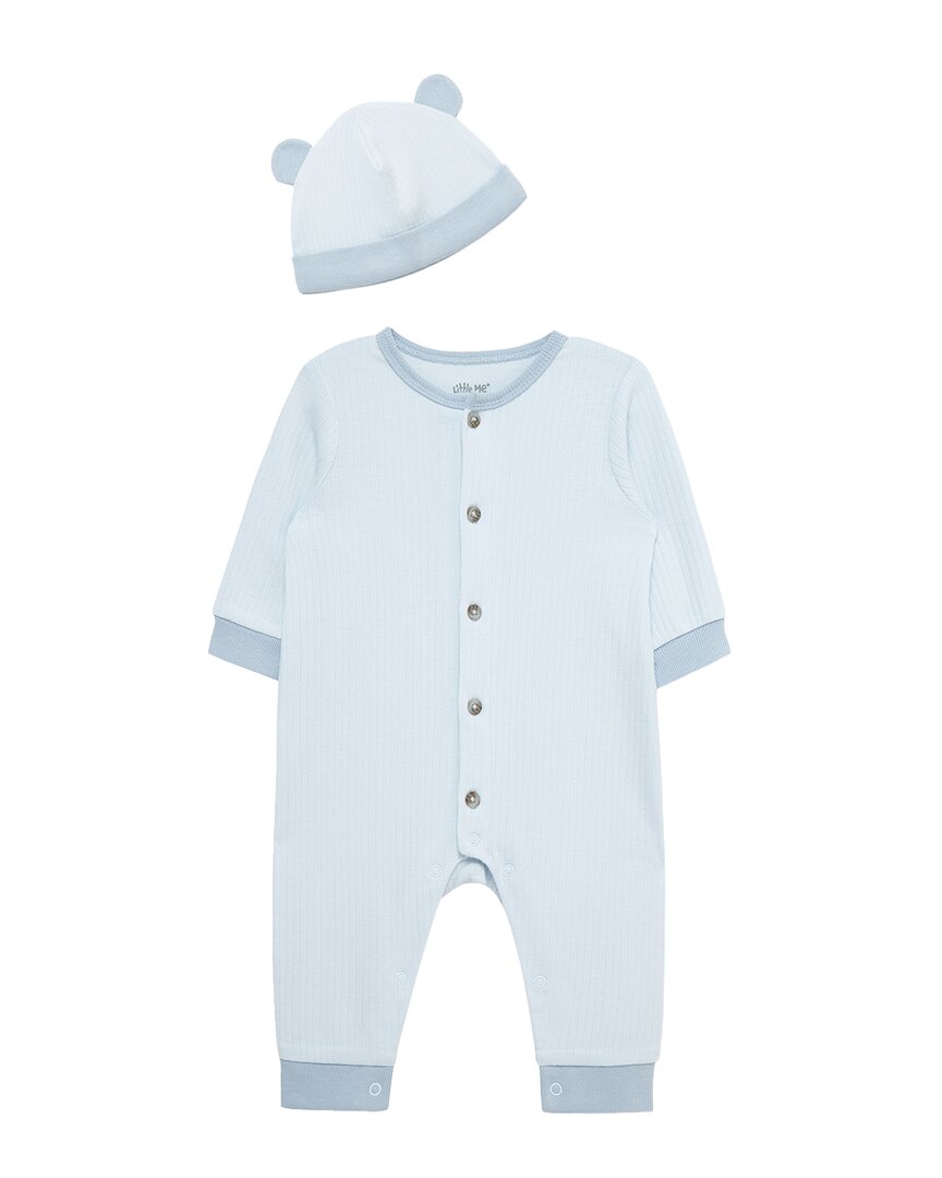 Little Me Coverall & Hat Set In Blue