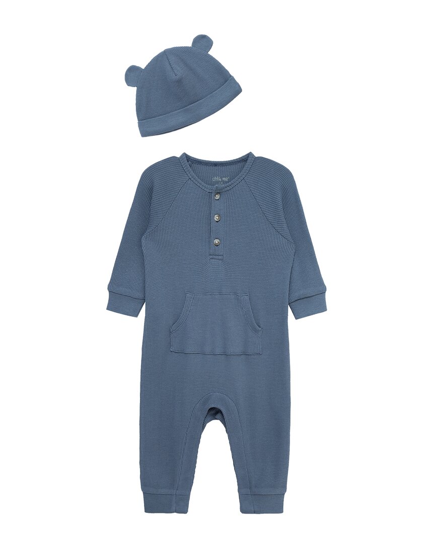 Little Me Coverall & Hat Set In Blue