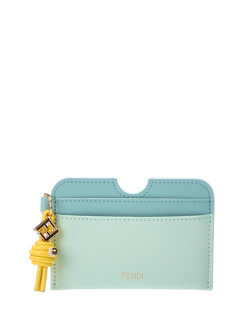 Fendi Ff Diamond Leather Card Case In Blue