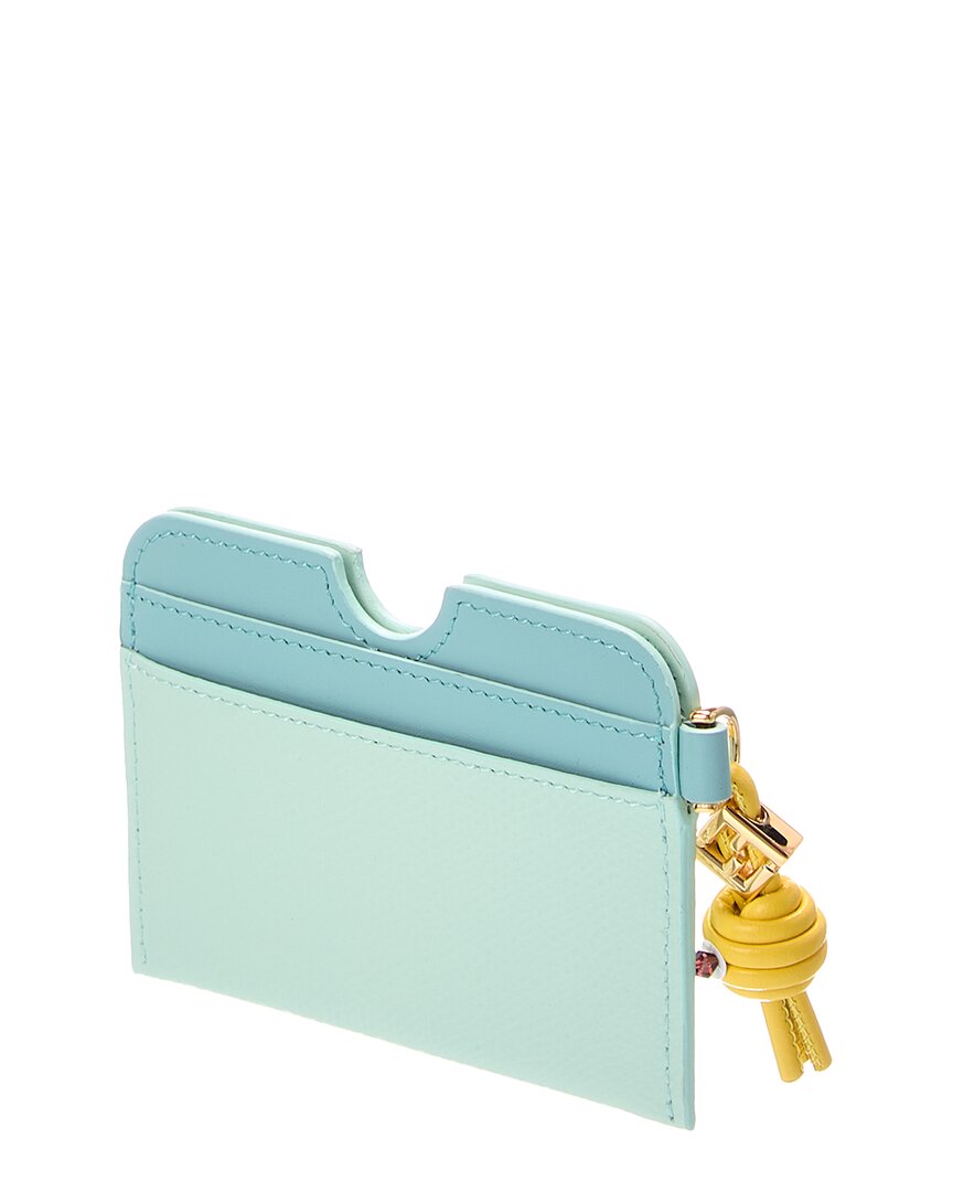 Fendi Ff Diamond Leather Card Case In Blue