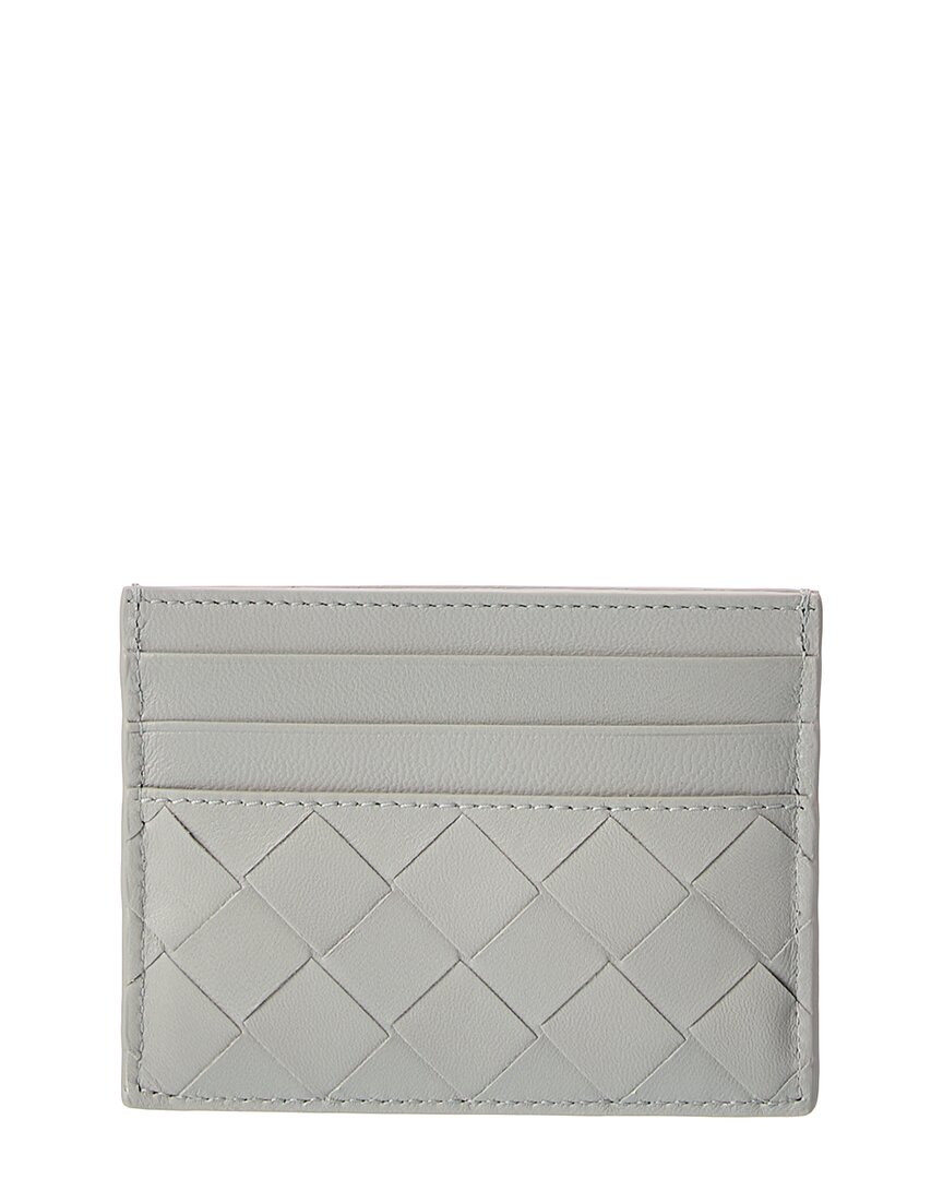 Bottega Veneta Intrecciato Leather Card Case In Grey