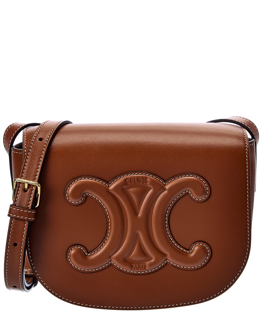 Celine Folco Cuir Triomphe Leather Shoulder Bag In Brown | ModeSens