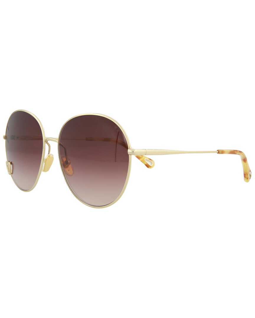 Chloé Brown Gradient Round Ladies Sunglasses Ch0027s 001 61 In Gold