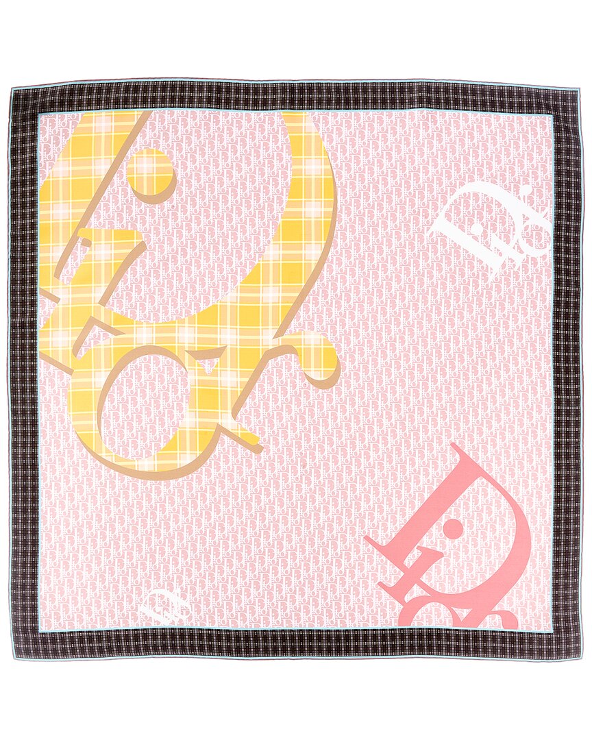 Dior Infini Tartan Silk Scarf In Pink