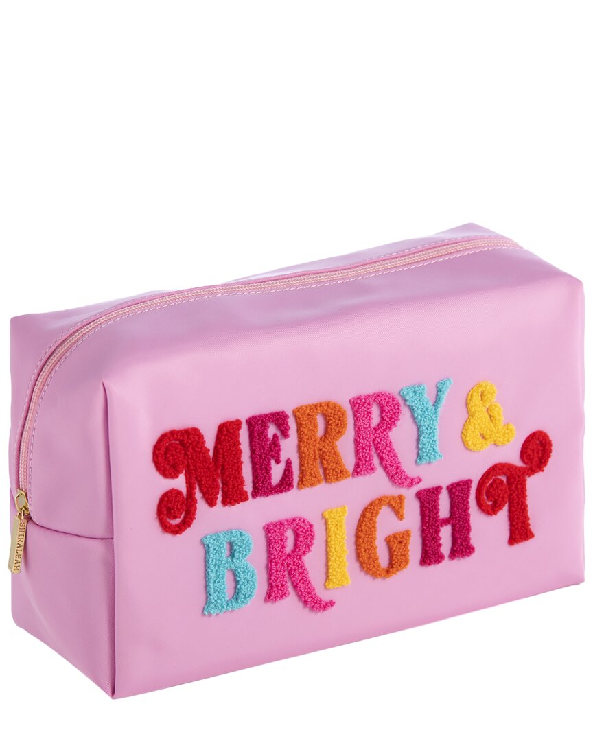 Shiraleah Cara Merry & Bright Large Cosmetic Pouch In Pink