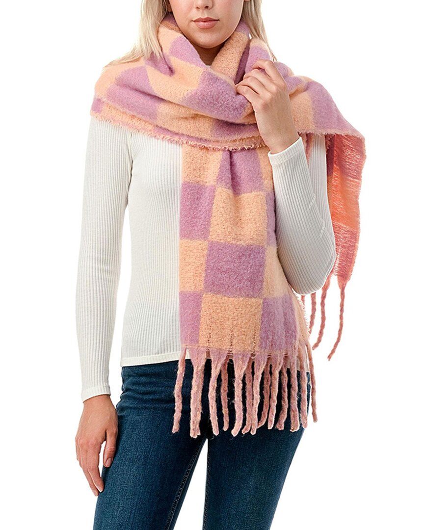 Marcus Adler Chunky Check Fringe Scarf In Orange