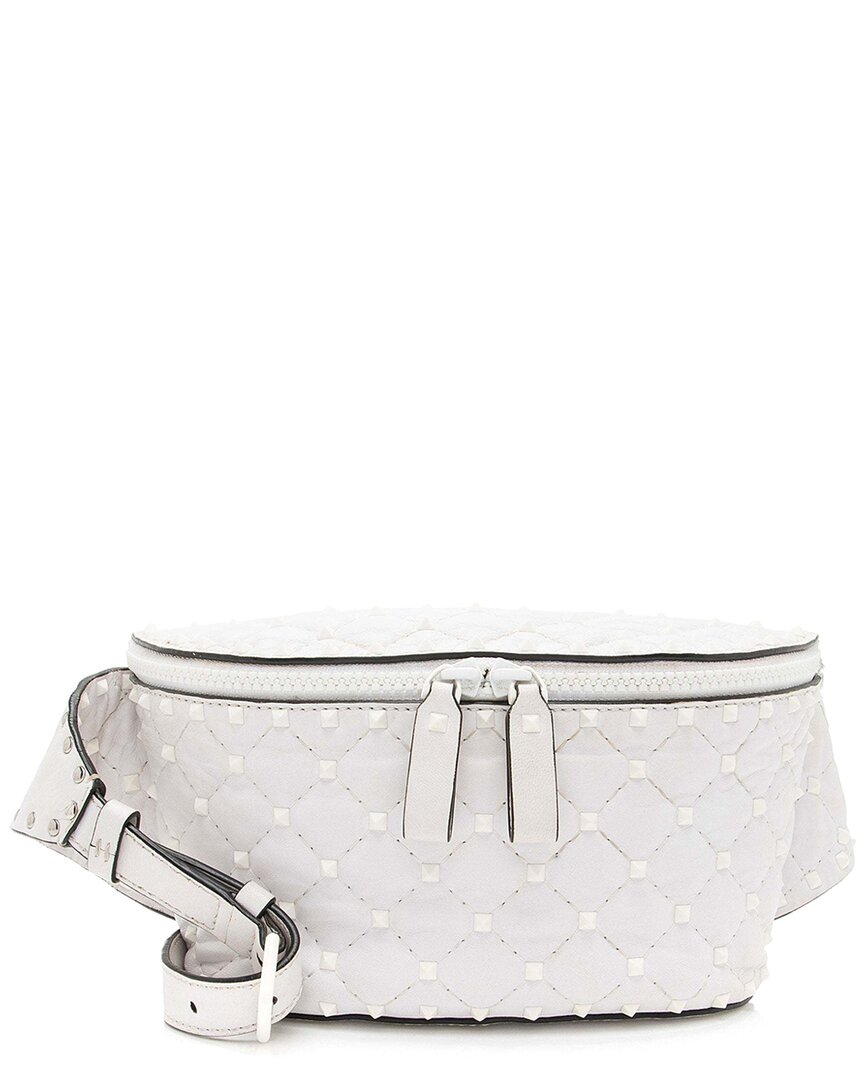 Valentino Garavani Valentino White Leather Rockstud Spike Belt Bag (authentic Pre-loved)