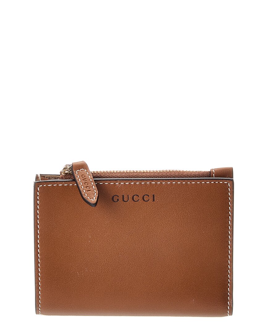 Gucci Gg Emblem Medium Leather Card Case In Brown