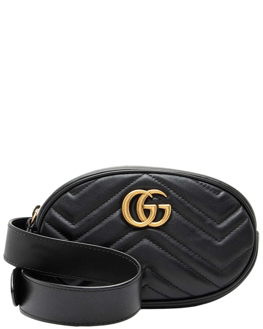Gucci Matelassé Gg Marmont Belt Bag (authentic Pre-loved) In Black