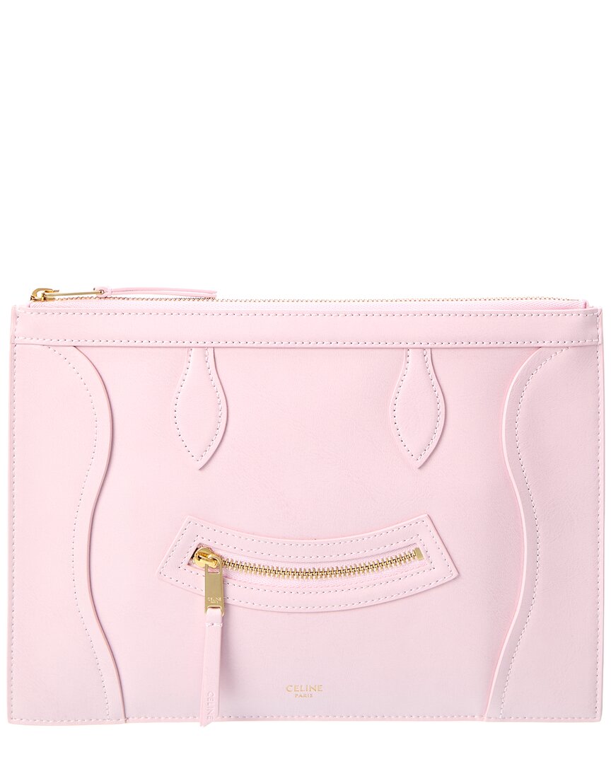 Celine Medium Leather Pouch In Pink
