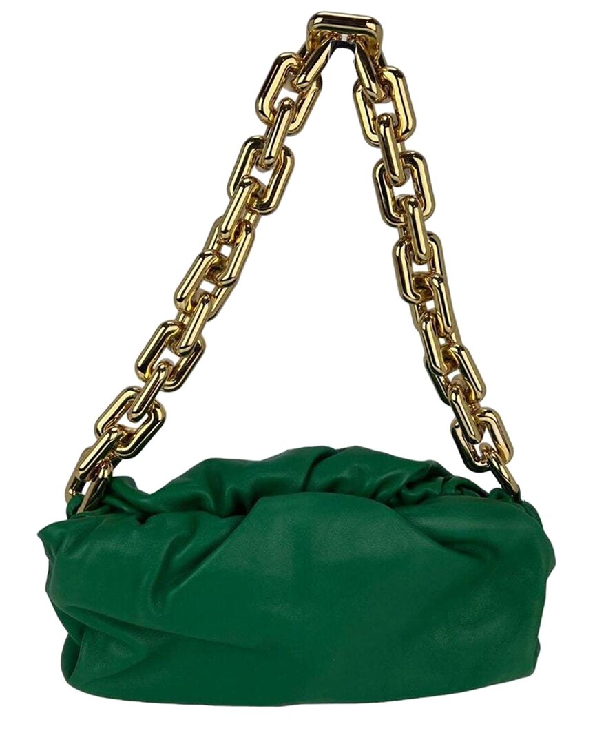 Bottega Veneta Green Chain Leather Pouch Bag Clu