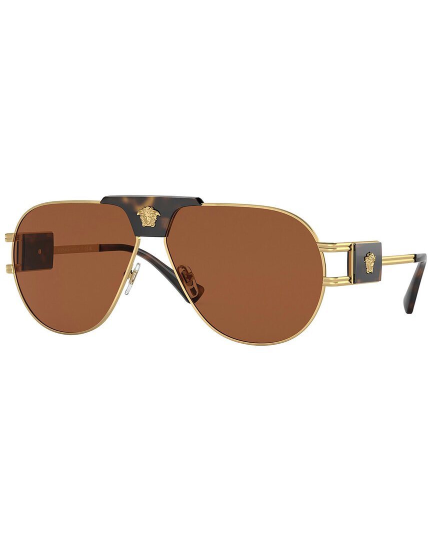 Shop Versace Men's Ve2252 63mm Sunglasses In Gold