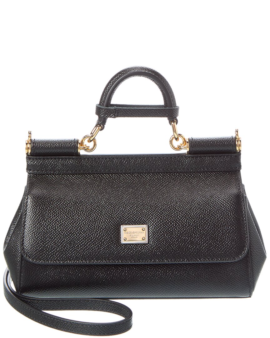 Dolce & Gabbana Sicily Small Leather Satchel In Black