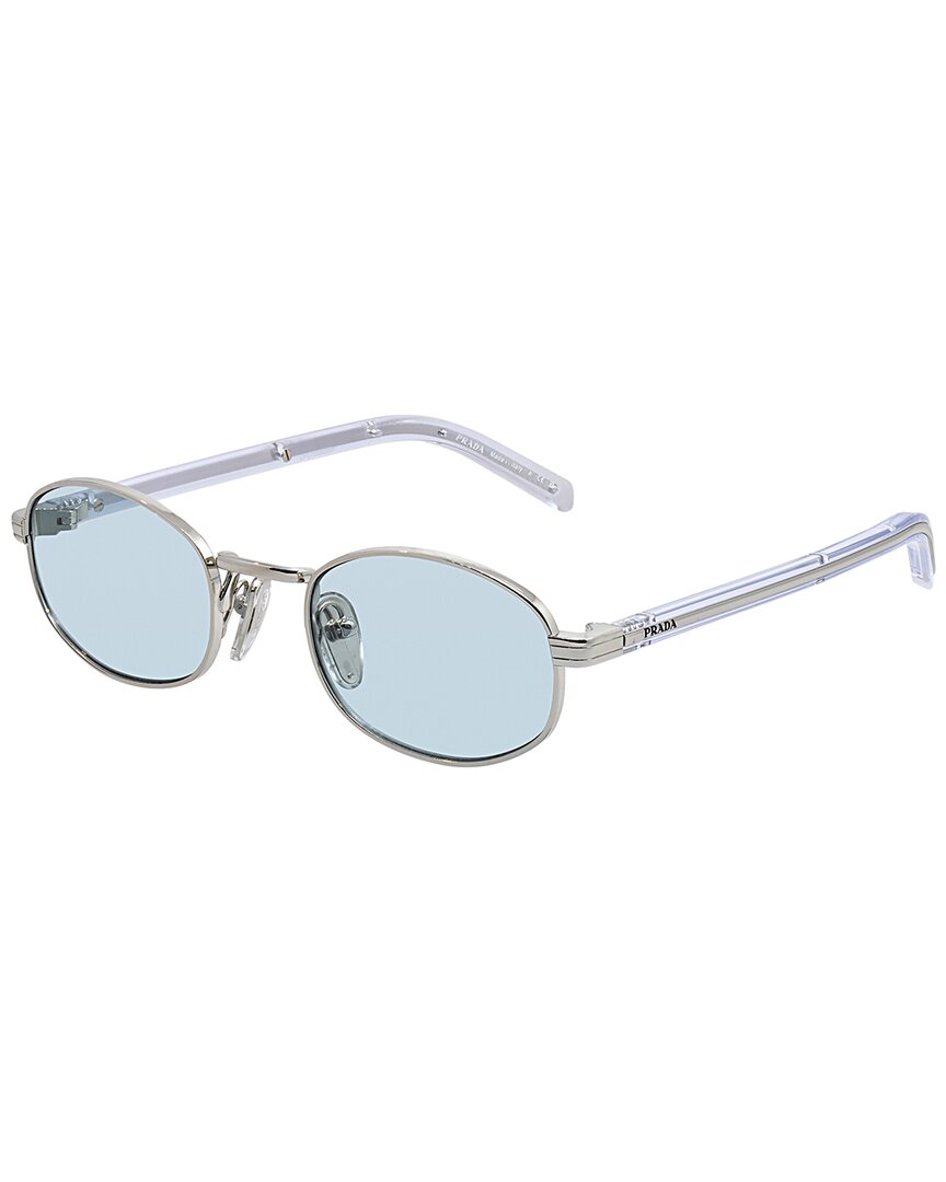 Prada Women's Silver/Blue Pr B53s 1Bc40n Woman Sunglasses Metal Round Normal - Image 3