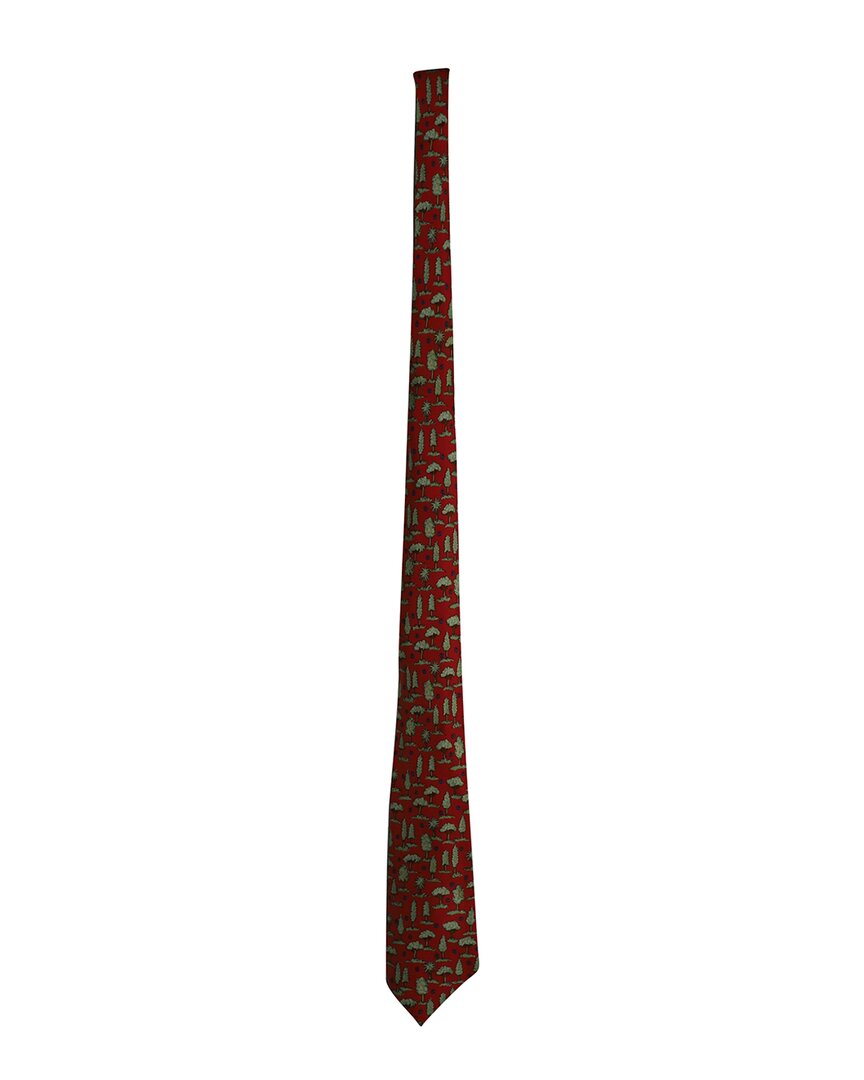 Hermes Hermès Trees Printed Tie (authentic Pre-loved)