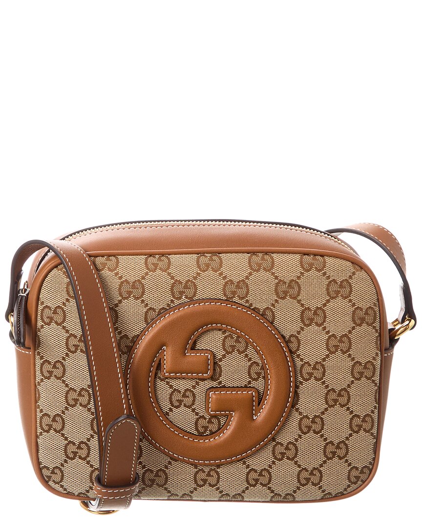 Gucci Blondie Mini Gg Canvas & Leather Camera Bag In Brown