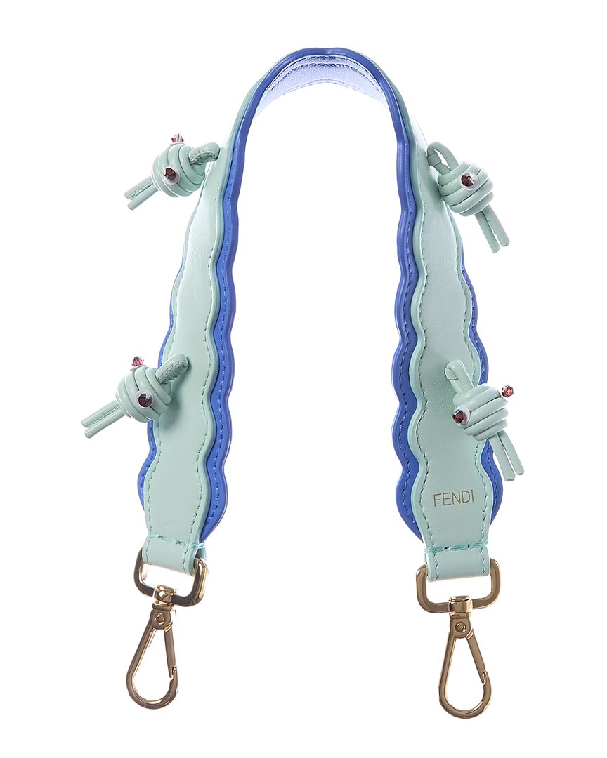Fendi Mini Strap You Leather Shoulder Strap In Blue