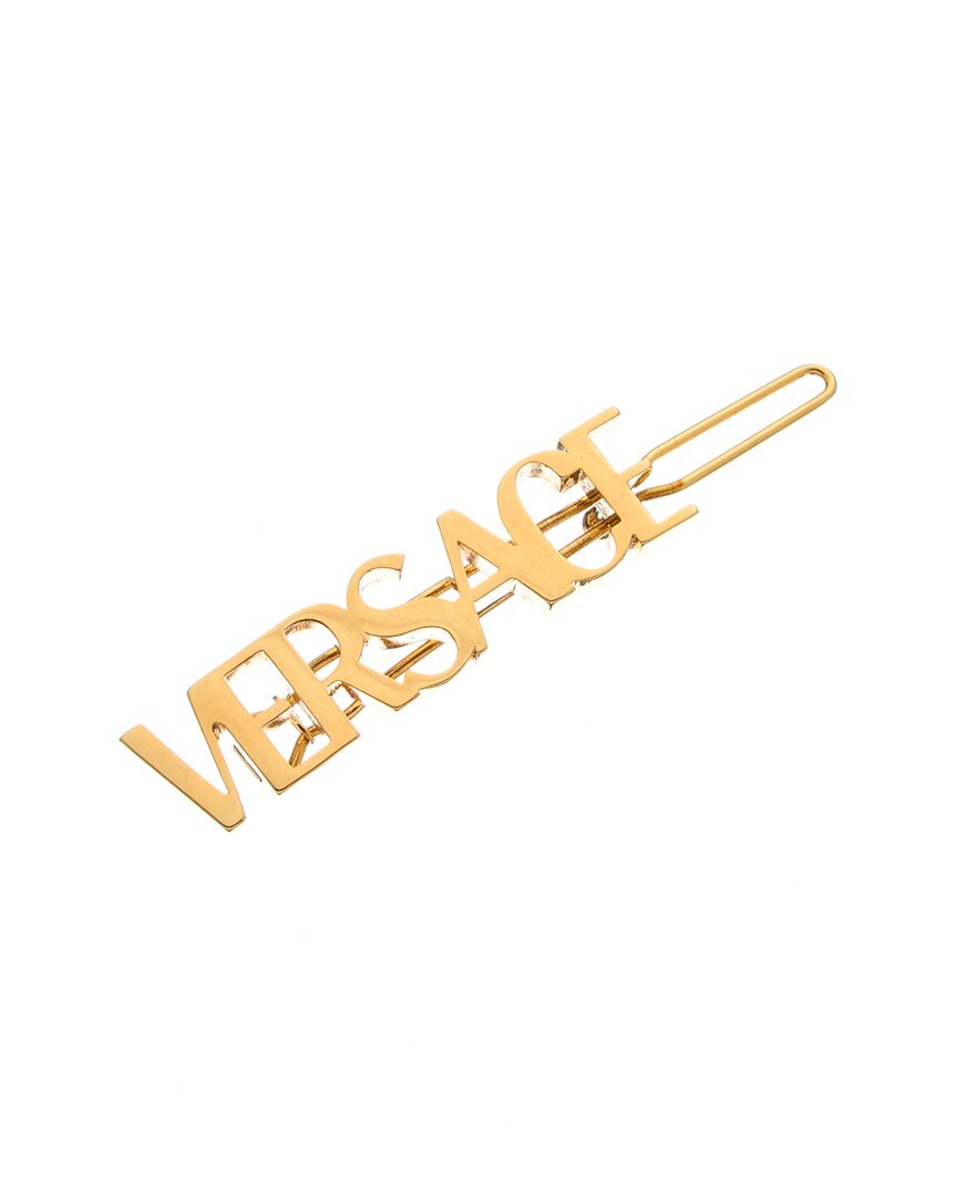 Versace Rx  Lettering Hair Clip In Gold