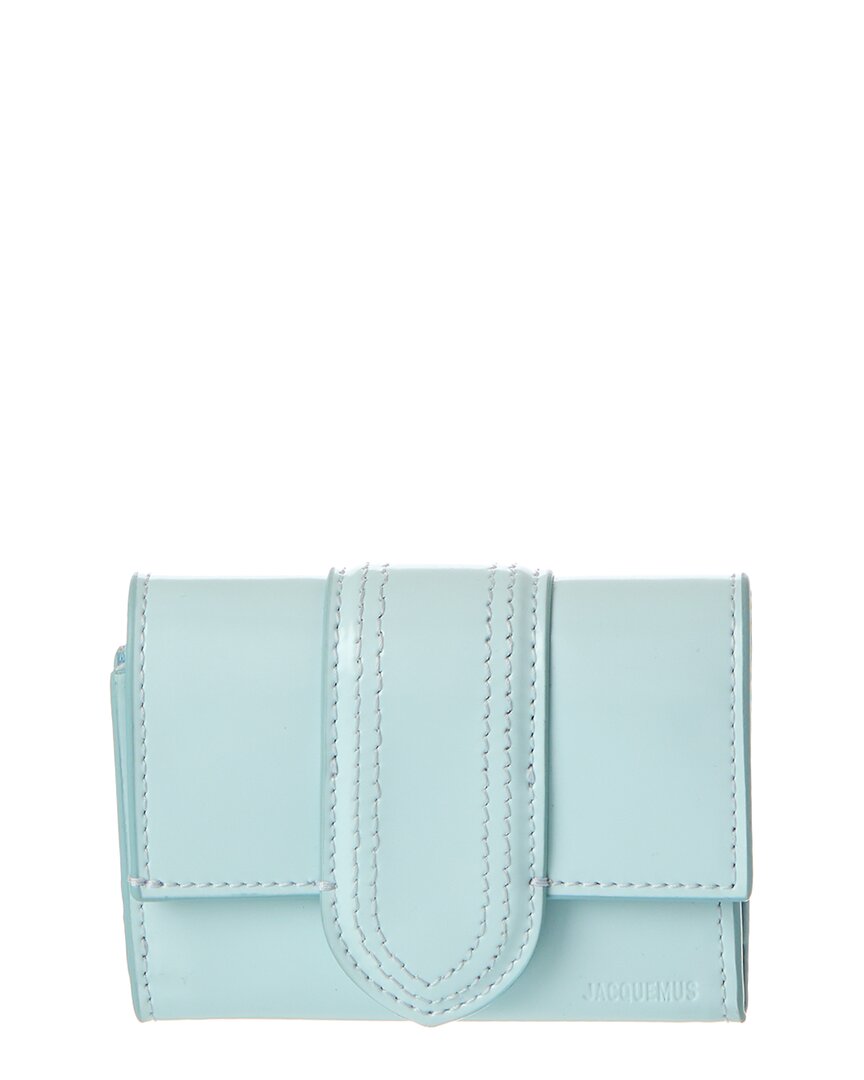 Shop Jacquemus Le Compact Bambino Leather French Wallet In Blue