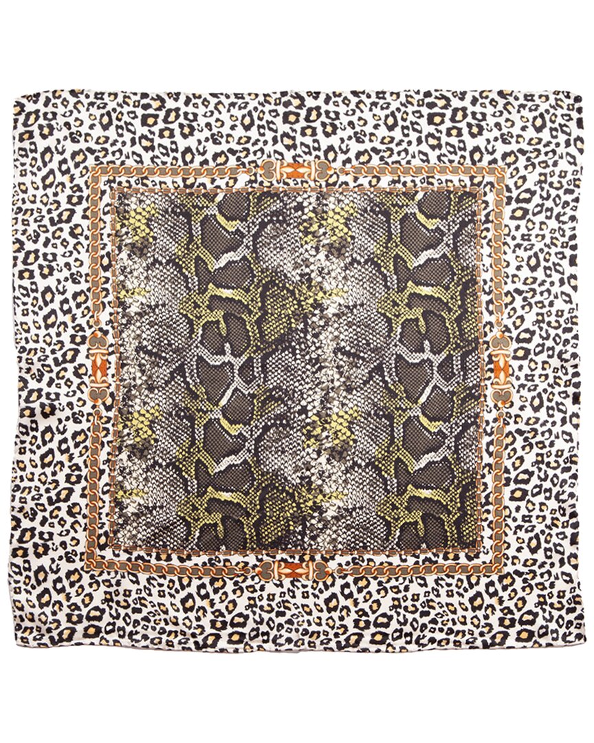 Blue Pacific Safari Silk Square Neckerchief In Animal Print