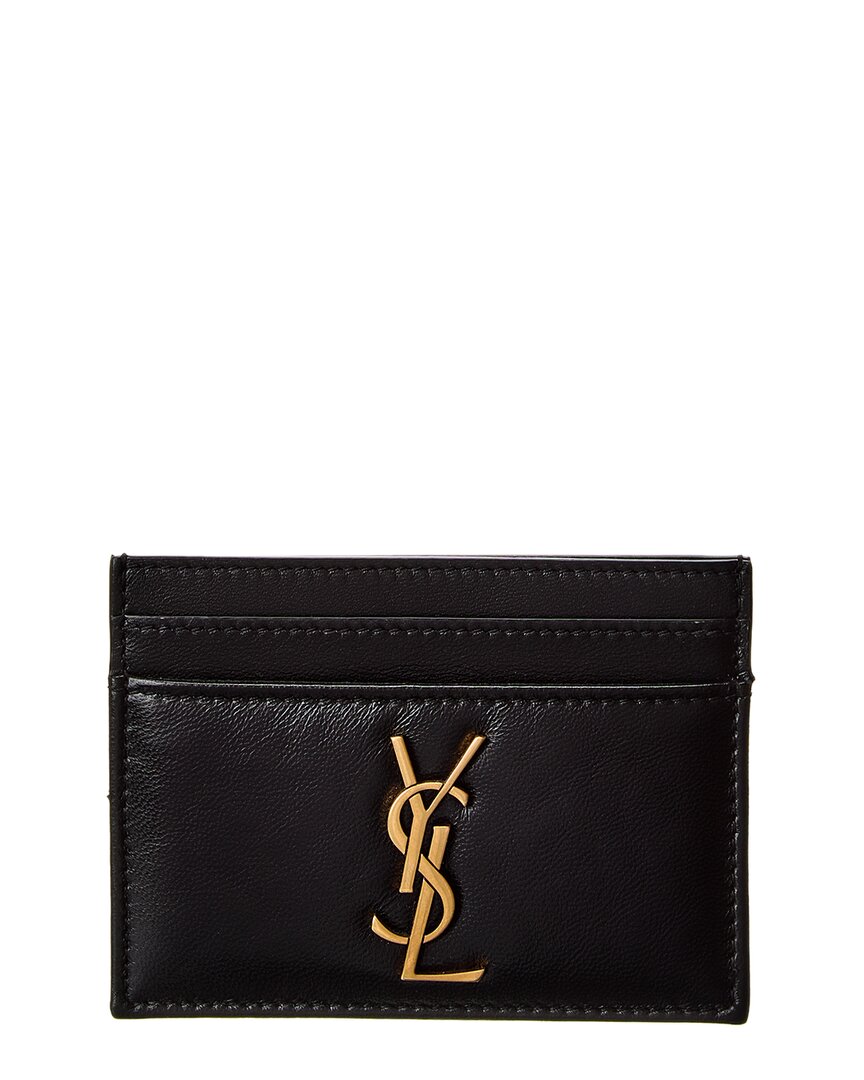 Saint Laurent Cassandre Leather Card Holder In Black