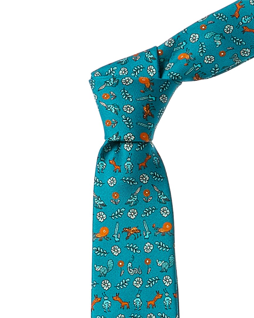 Shop Gucci Freya Hartas Silk Tie In Blue