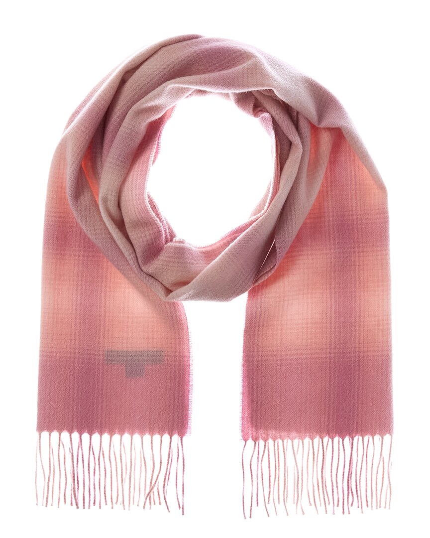 Amicale Cashmere Ombre Windowpane Cashmere Scarf In Pink