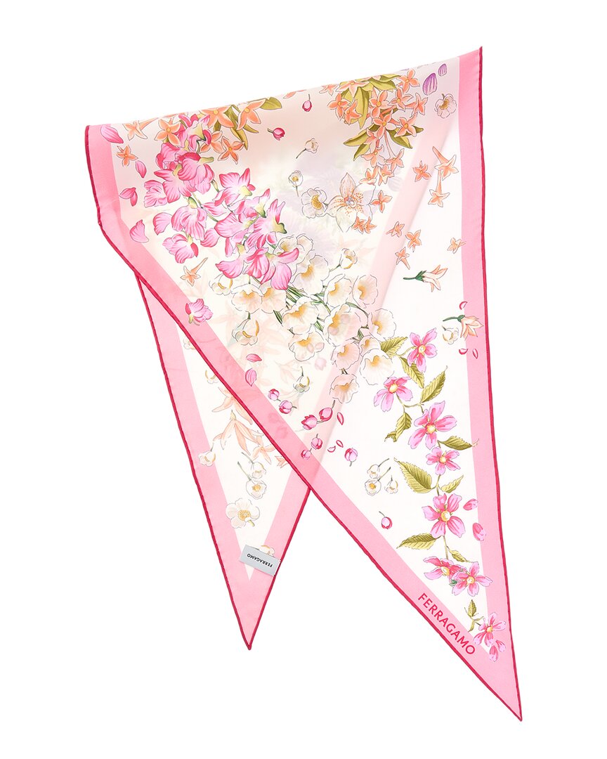 Ferragamo Spring Print Diamond Silk Scarf In Multi