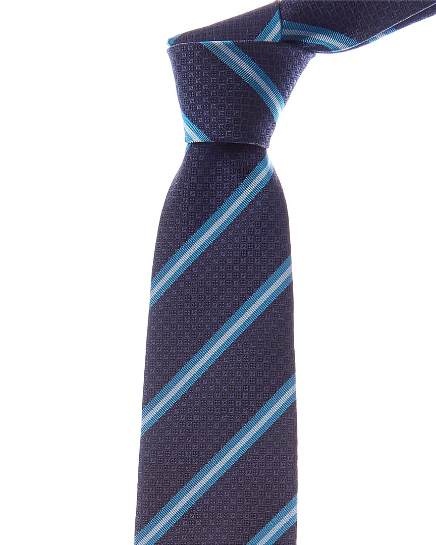 Etro Blue Stripe Silk Tie In Blue